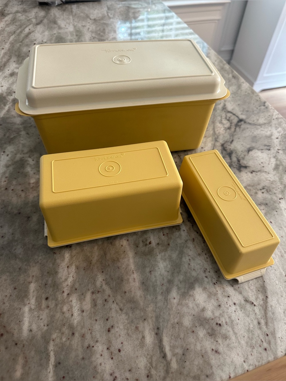 Vintage Tupperware Cottage Core 3 pc Bread Loaf Keeper, Butter Tray Small & Med
